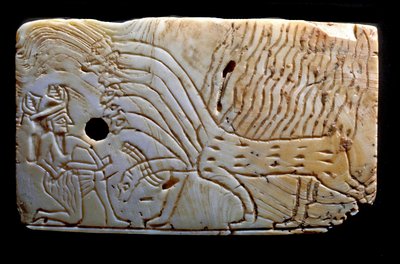 Plaque depicting Ninurta battling with a monster by Mesopotamian